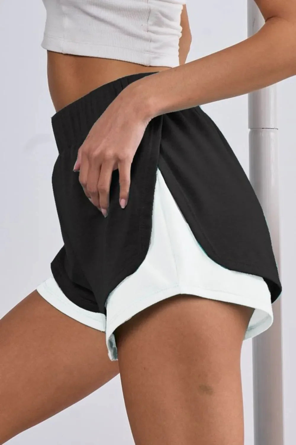 Asiatic French Terry Knit Color Block with Side Slit Shorts