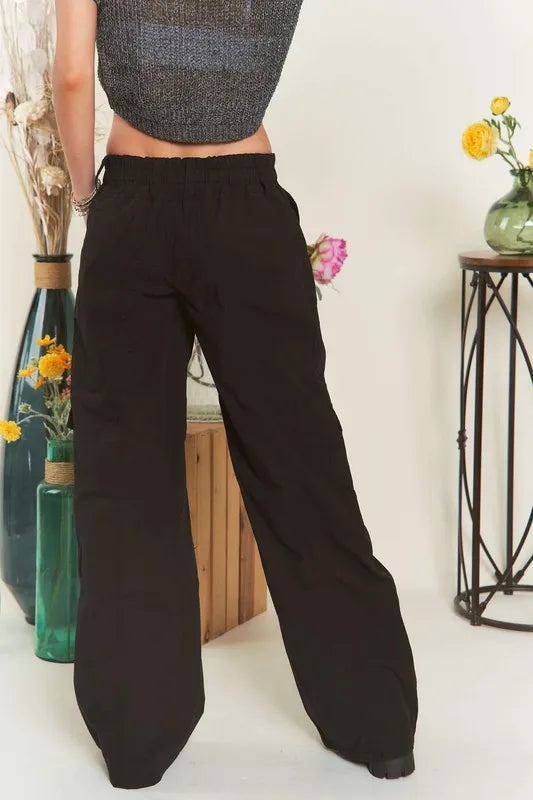 Asiatic Low Rise Casual Cargo Pants in Black