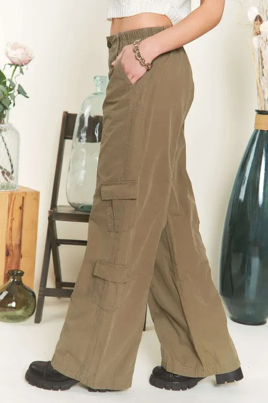 Asiatic Low Rise Casual Cargo Pants in Olive