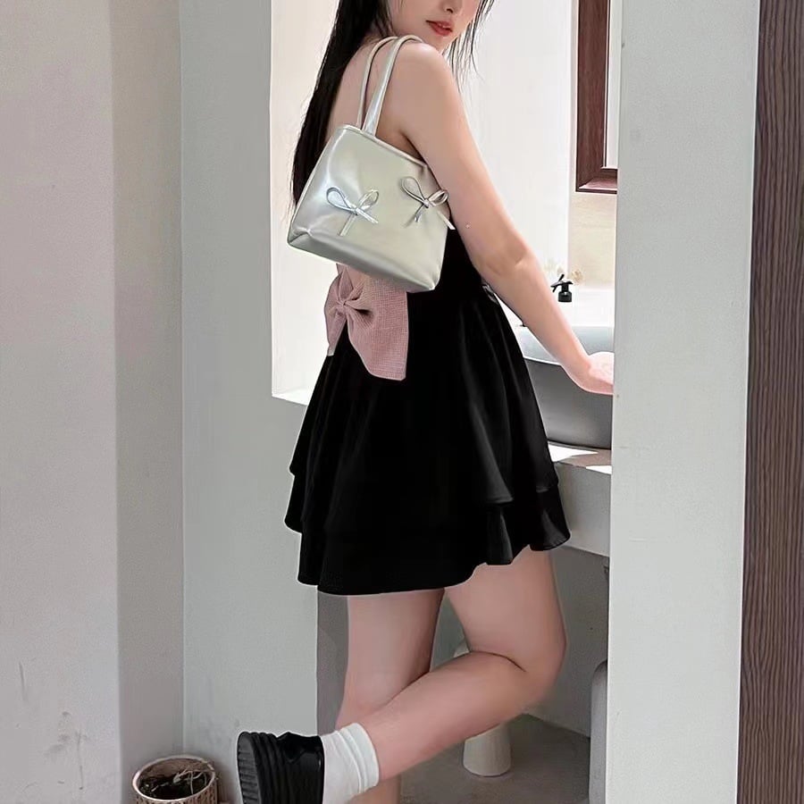 Mini Silver Bow Phone Bag