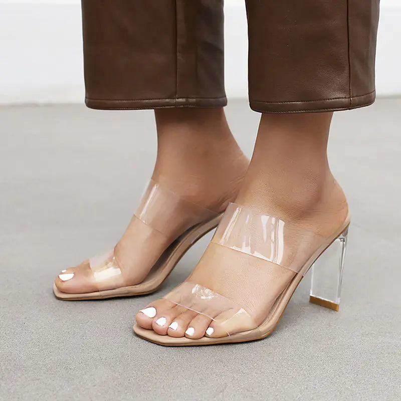 Transparent Crystal High Heel Sandals for Women