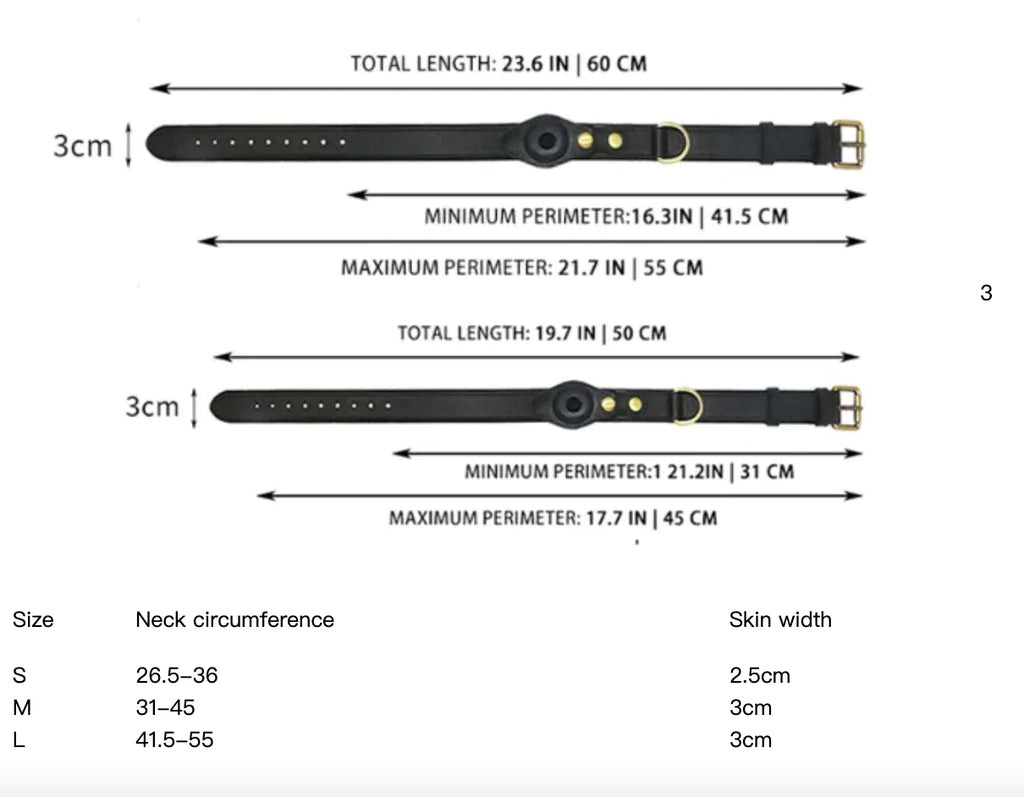 Leather Dog Collar with Location Tracker