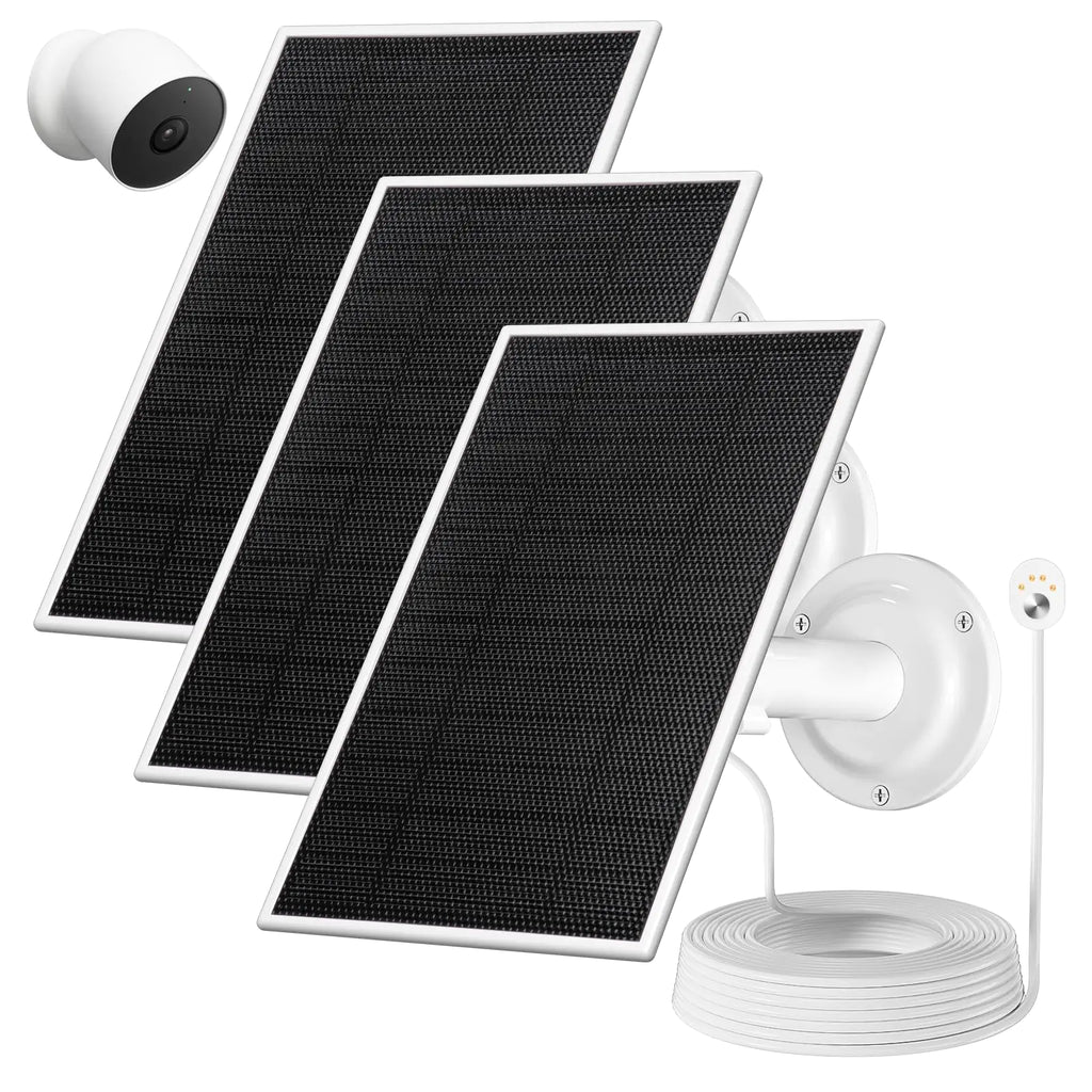 6V 4.5W Solar Panel for Google Nest Cam Outdoor or Indoor IP65 Waterproof Google Nest Camera Solar Panel with 10Ft Cable Continuous Power to The Camera - 3 Pack