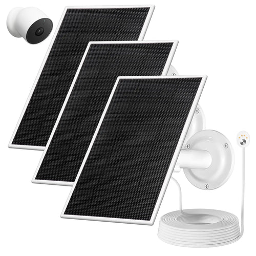 6V 4.5W Solar Panel for Google Nest Cam Outdoor or Indoor IP65 Waterproof Google Nest Camera Solar Panel with 10Ft Cable Continuous Power to The Camera - 3 Pack