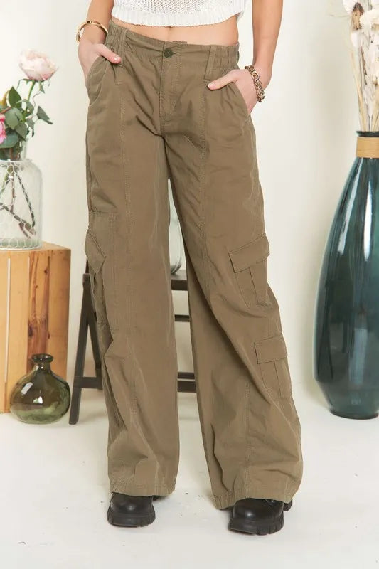 Asiatic Low Rise Casual Cargo Pants in Olive