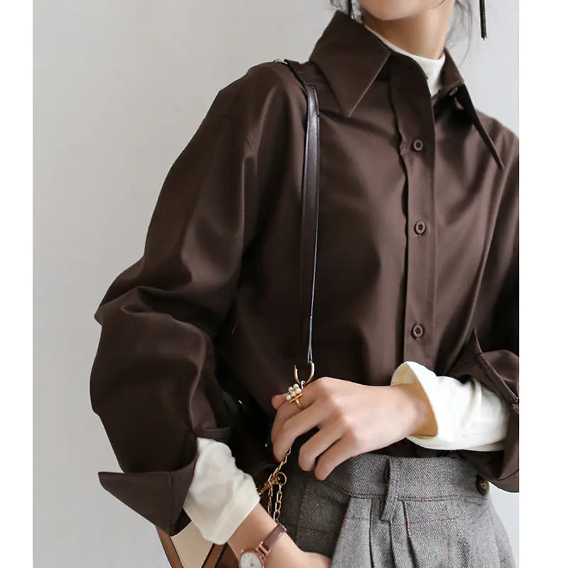 Casual Solid Color Long Sleeve Blouse
