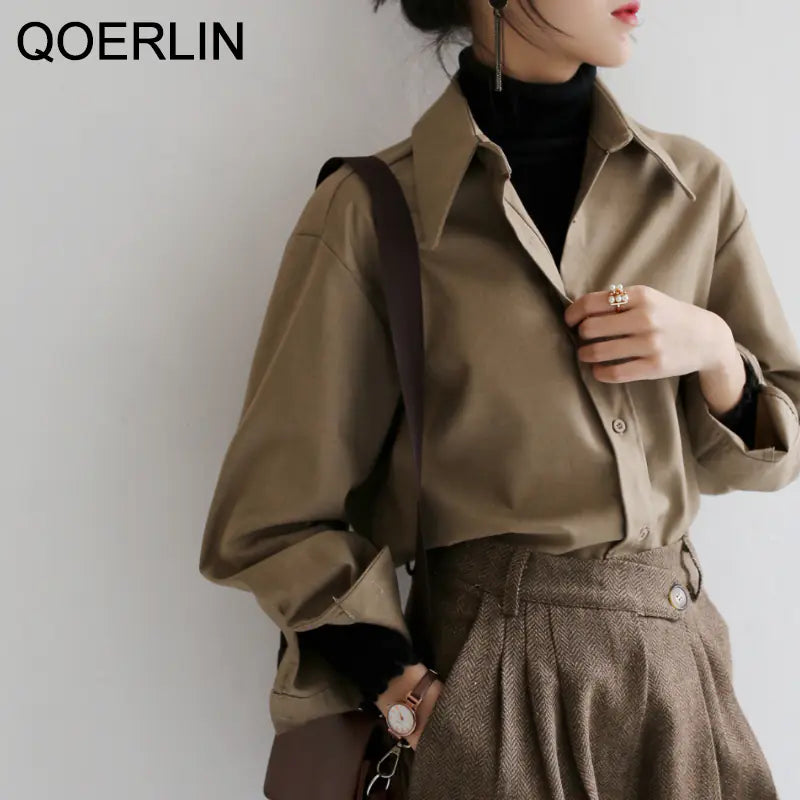 Casual Solid Color Long Sleeve Blouse