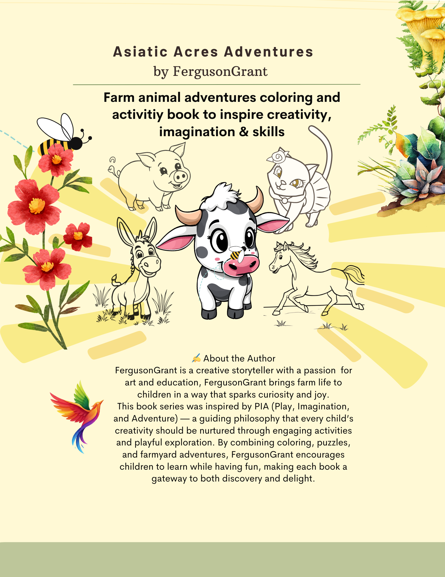 Asiatic Acres Adventures  Farm Animals coloring and activity series