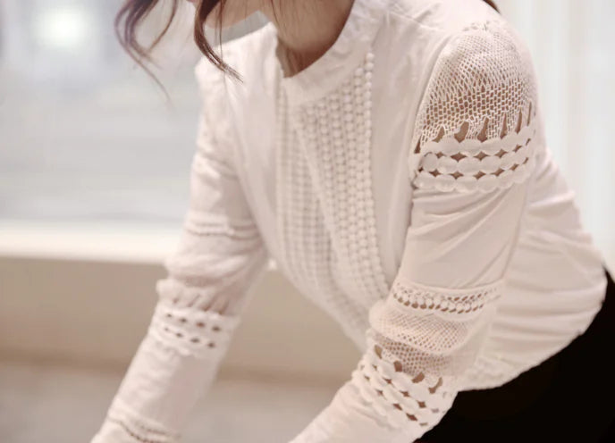 Elegant Lace Blouse with Decorative Sleeves