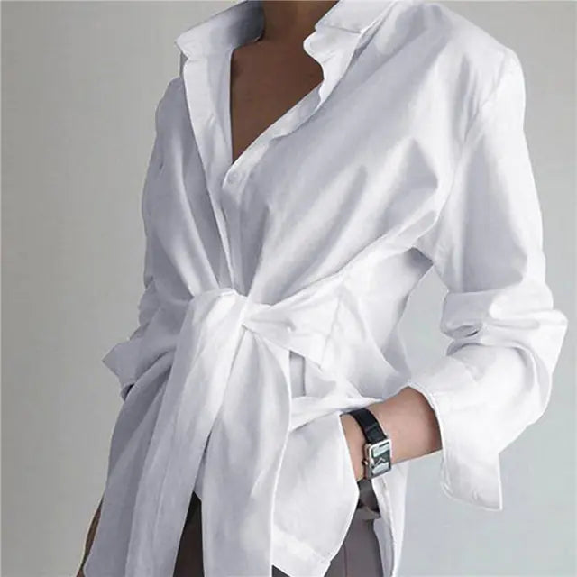 Elegant Long Sleeve Casual Strap Blouse for Spring and Summer