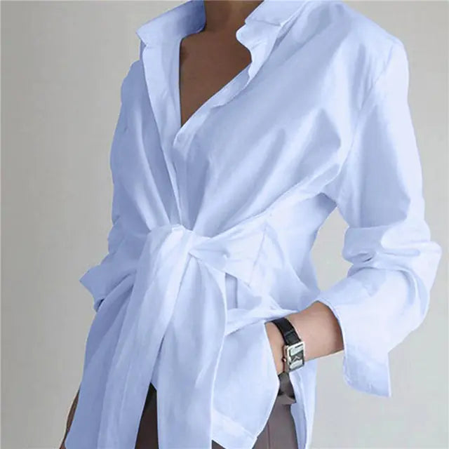 Elegant Long Sleeve Casual Strap Blouse for Spring and Summer