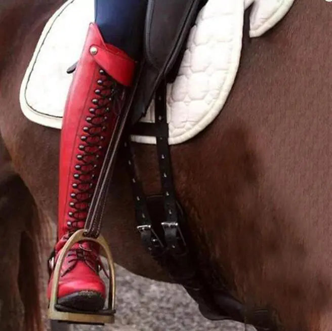 Knee-High Chunky Heel Women's Boots with Studs (Size 40-43)