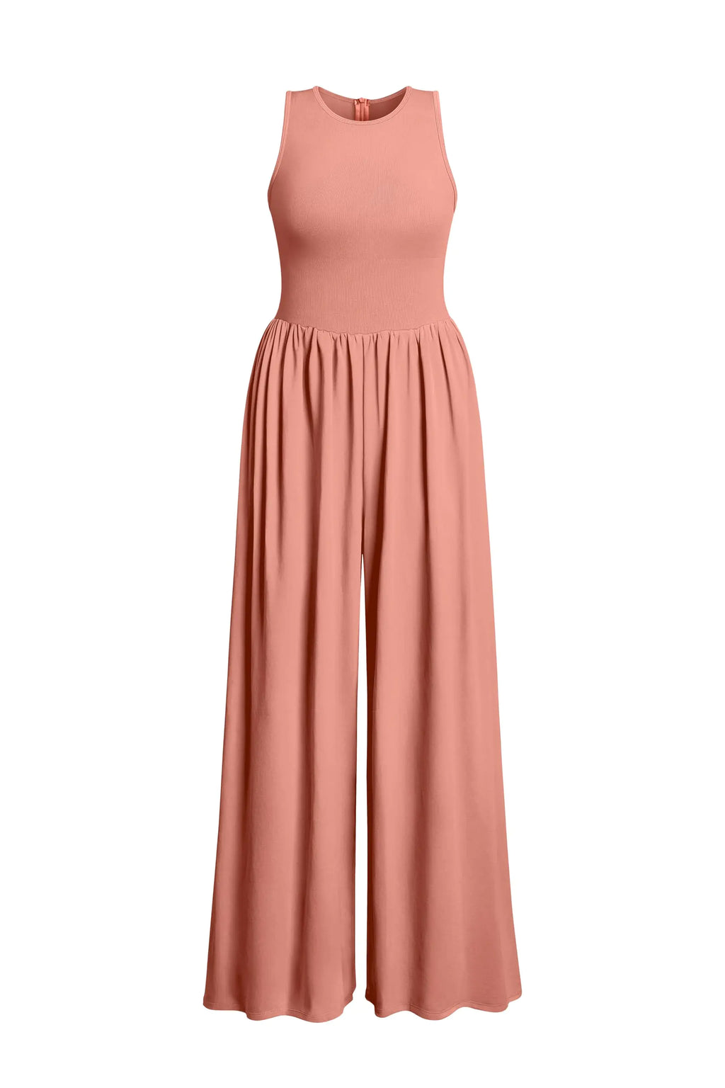 Womens Jumpsuits Dressy Crew Neck Sleeveless One Piece Outfits Casual Wide Leg Pants Jumpsuits Warm pink