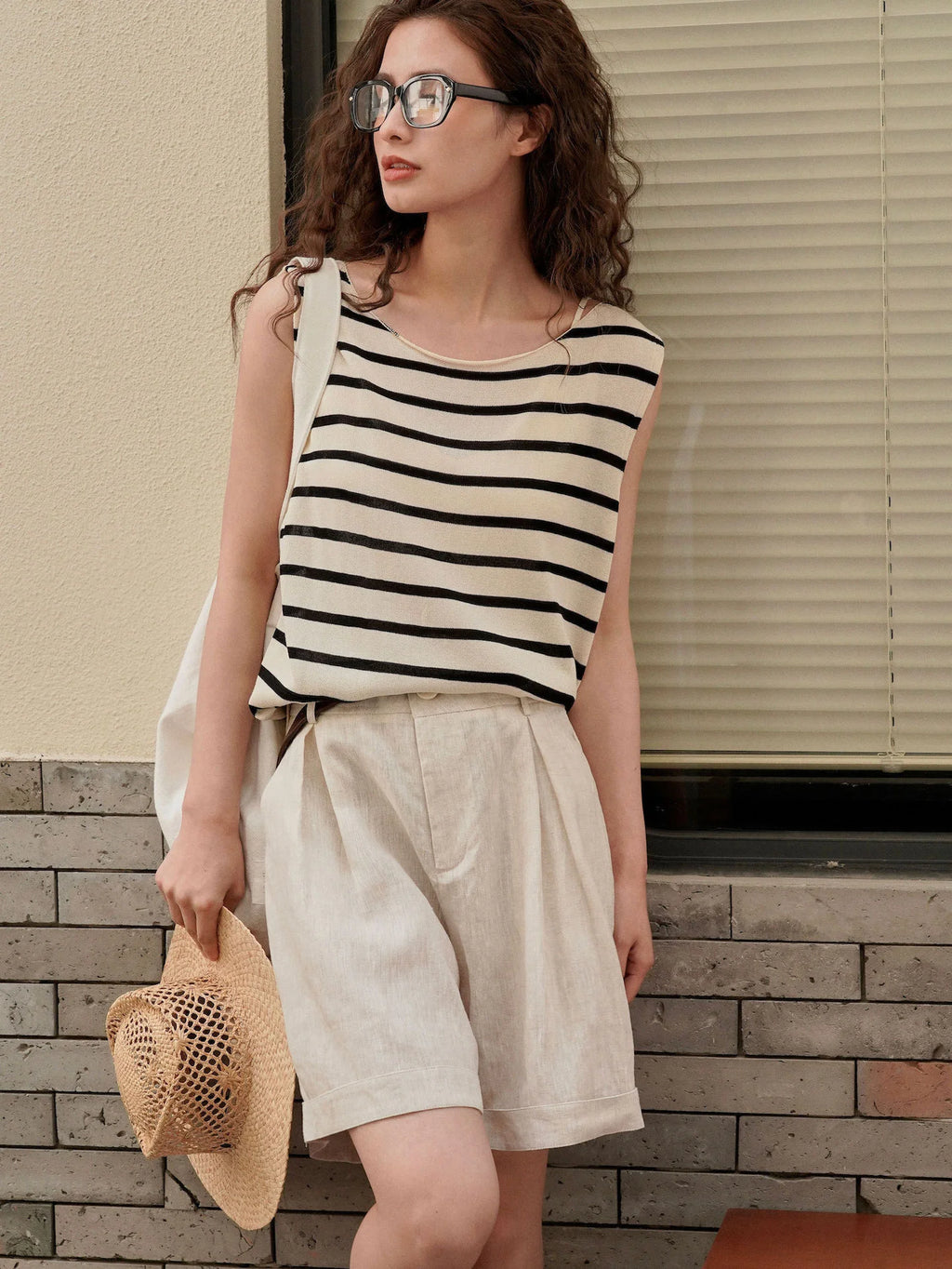 Korean Style Women's Linen Bermuda Shorts