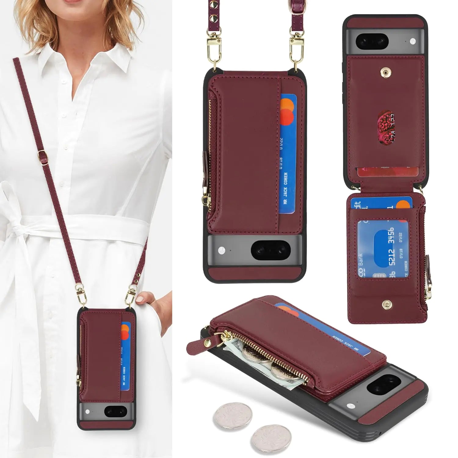 Cavor for Google Pixel 6 Case Wallet,Phone Case Crossbody with Strap