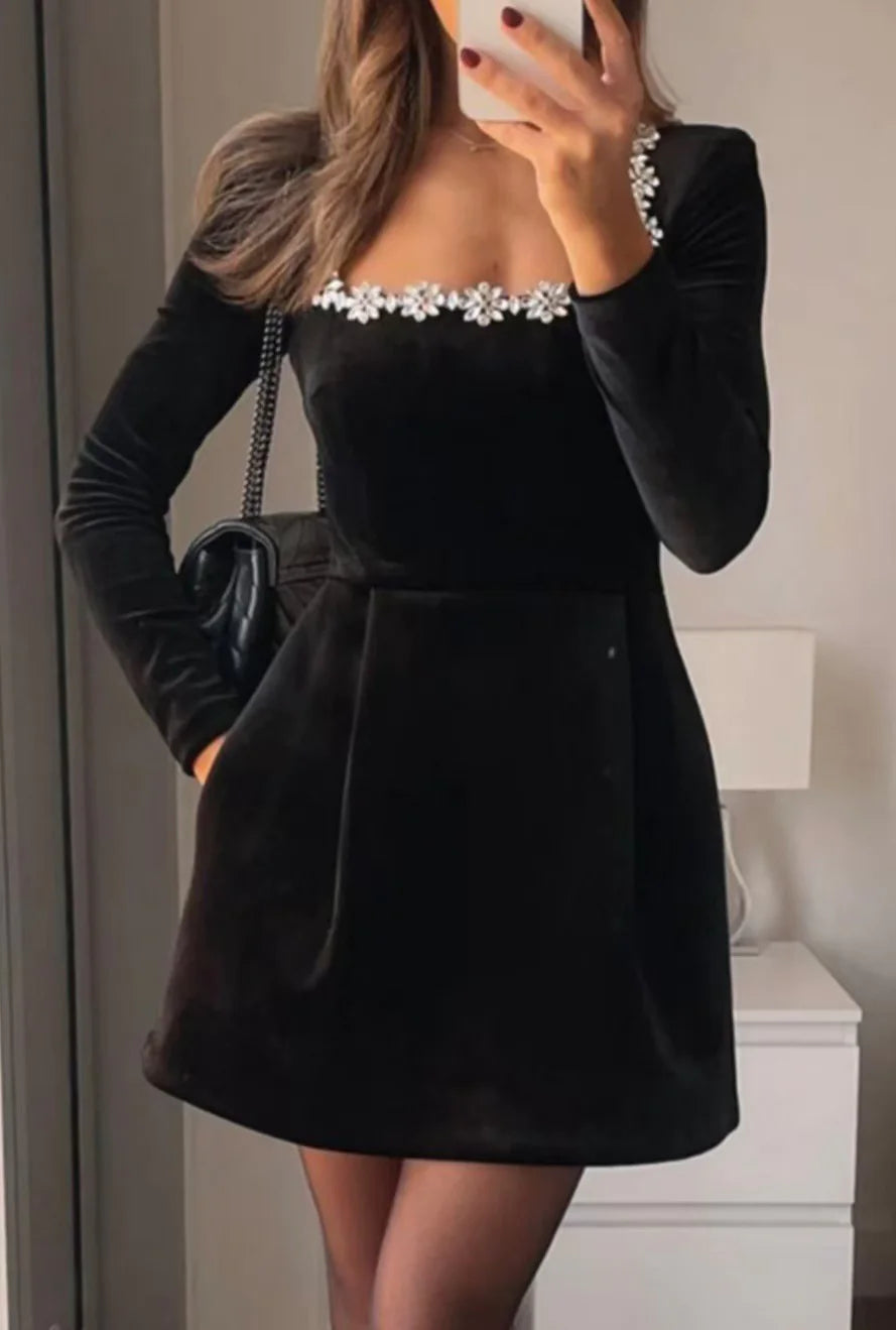 Special Occasion Floral Rhinestone Dress