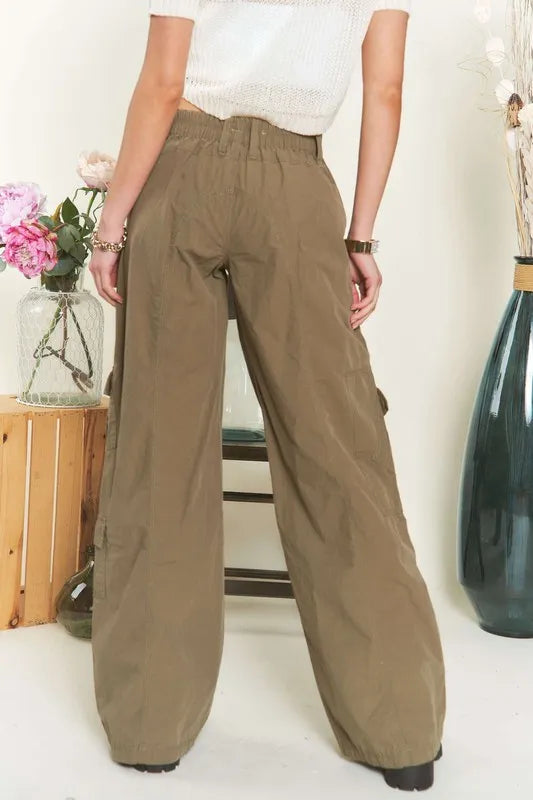 Asiatic Low Rise Casual Cargo Pants in Olive