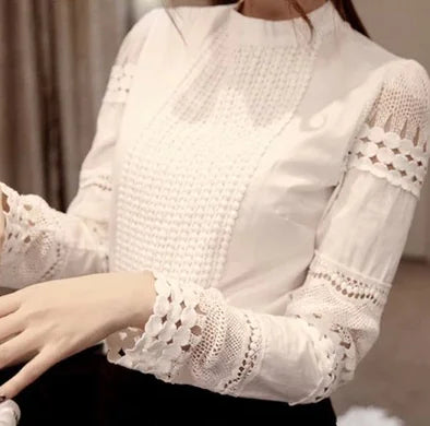 Elegant Lace Blouse with Decorative Sleeves