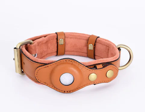 Leather Dog Collar with Location Tracker