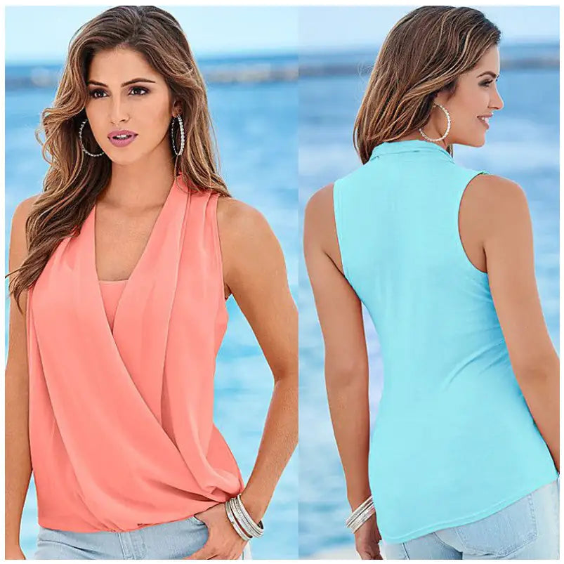 Day To  Evening Sheer Crossover Blouse