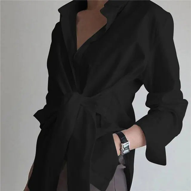 Elegant Long Sleeve Casual Strap Blouse for Spring and Summer