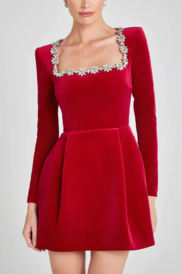 Special Occasion Floral Rhinestone Dress
