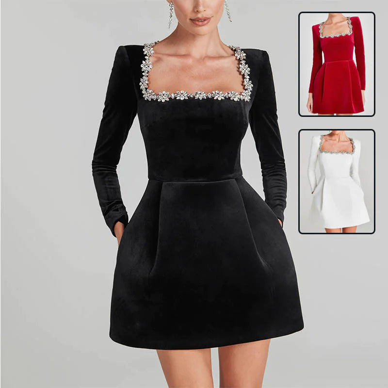 Special Occasion Floral Rhinestone Dress
