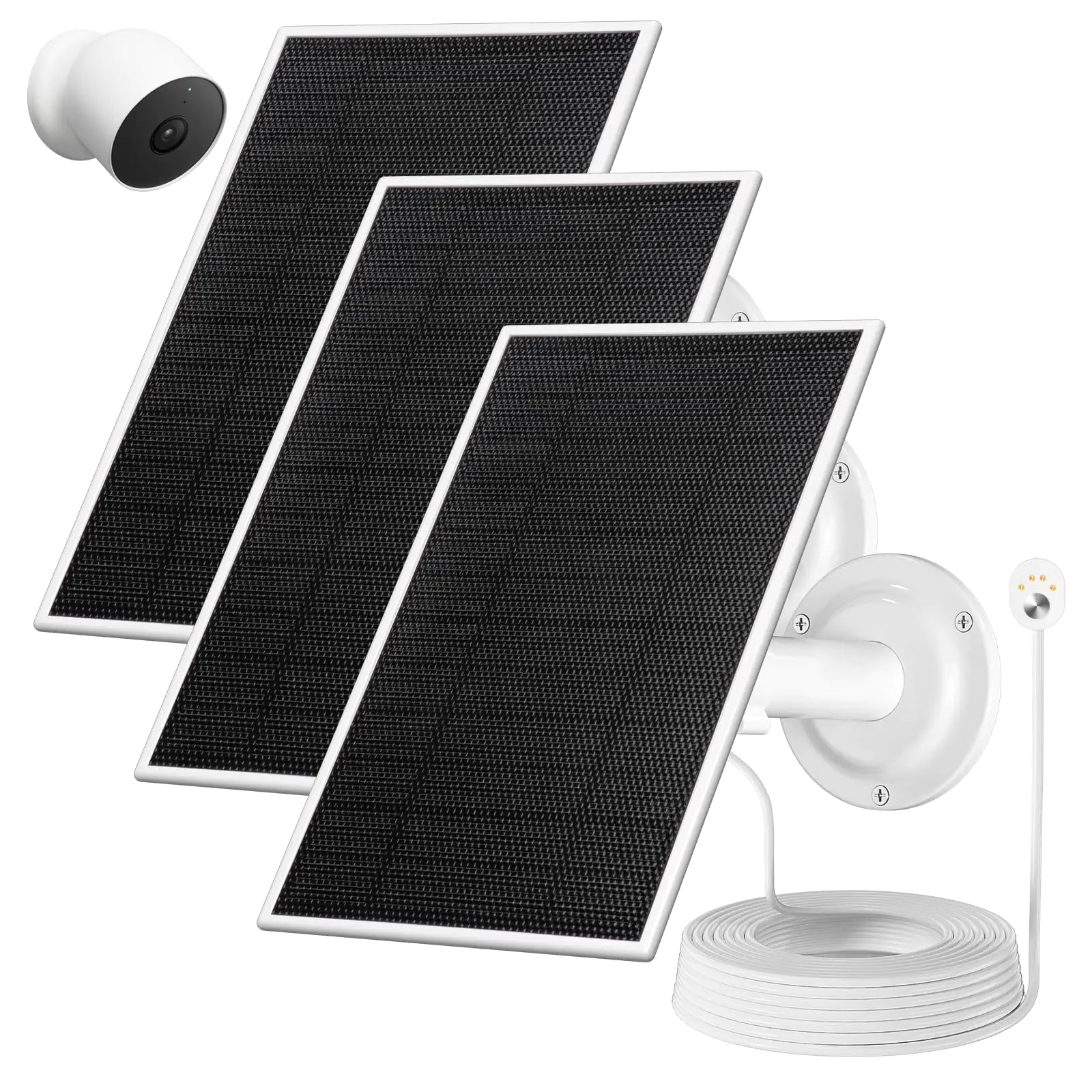 6V 4.5W Solar Panel for Google Nest Cam Outdoor or Indoor IP65 Waterproof Google Nest Camera Solar Panel with 10Ft Cable Continuous Power to The Camera - 3 Pack