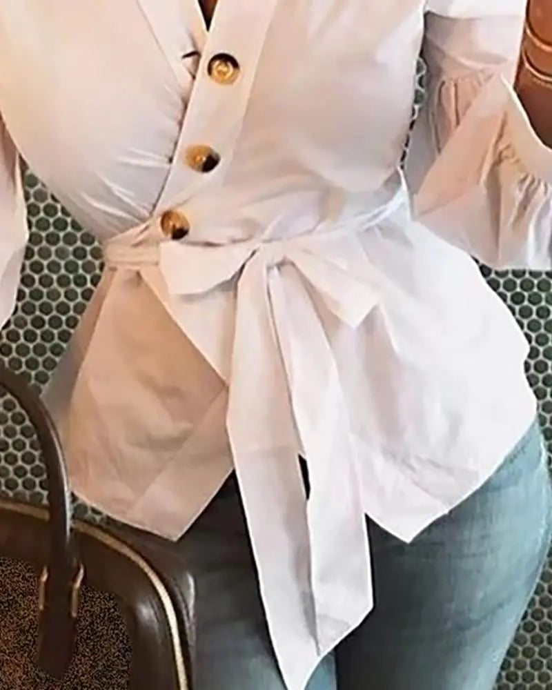 Sophisticated Lantern Sleeve Blouse for Women